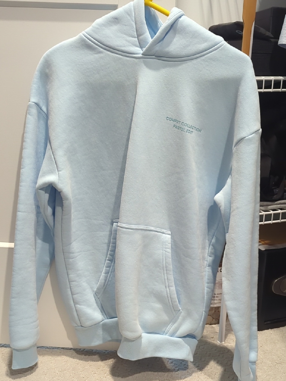 Comfrt Pastel Blue Hoodie Sweatshirt - Womens Pullover Small